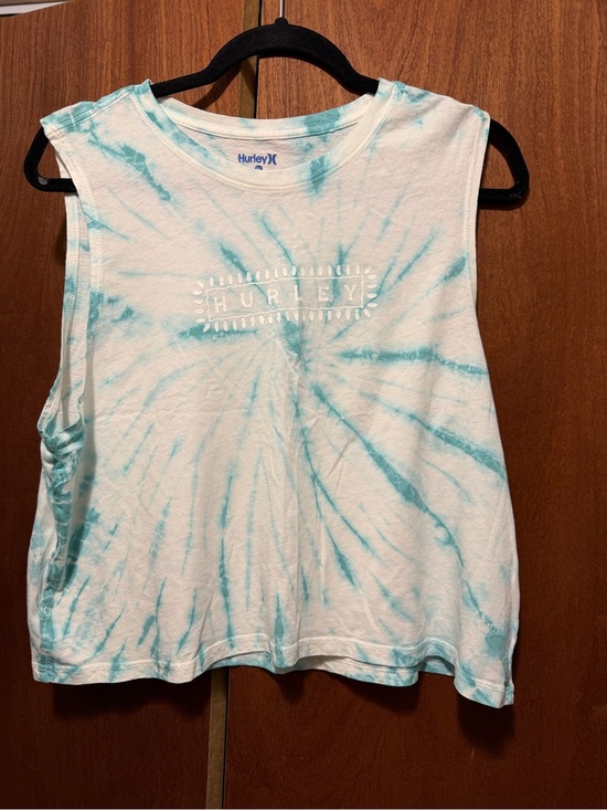 Hurley Tops - Hurley White & Teal Tie-Dye Muscle Tank